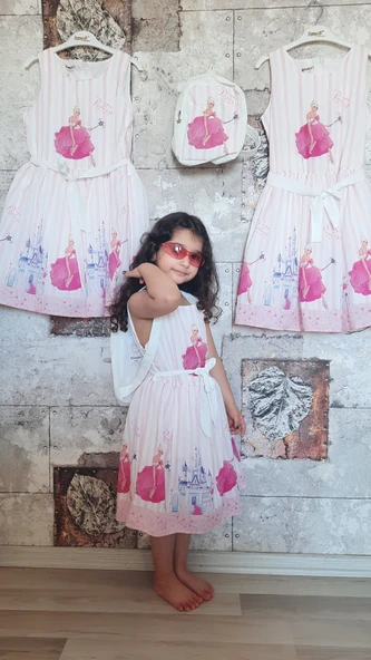 Pampal princess askılı elbise pembe - 3