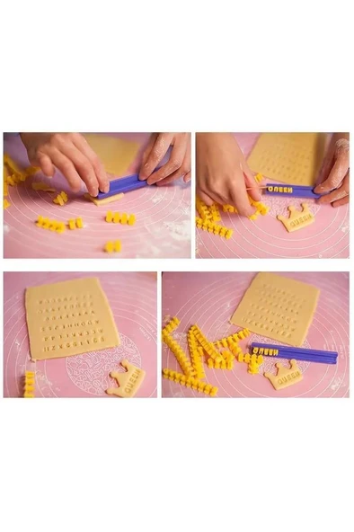 Kurabiye Bisküvi Hamur Fondan 73 Parça 3D Alfabe Yazı Damga Seti - Resim 5
