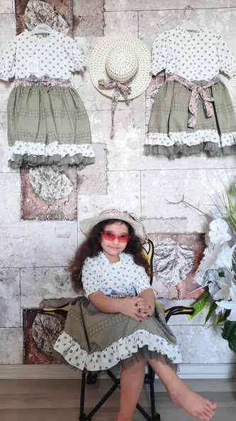 Pampal puanlı şapkalı elbise - 5