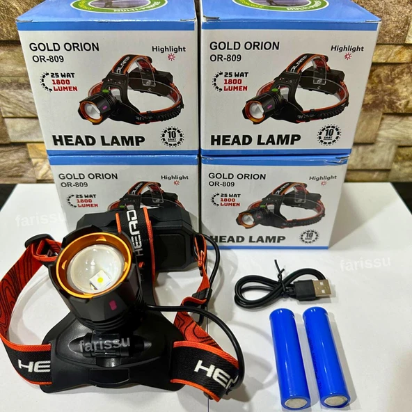 OR-810 25W Kafa Feneri | 1800 Lümen | 2 Pil | 12W Şarjlı - 7