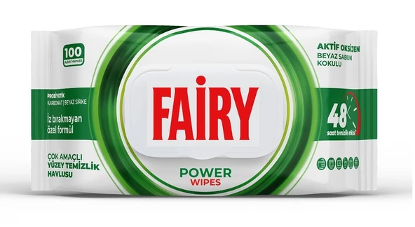 Fairy Yüzey Temizlik Havlusu 100 Yaprak Aktif Oksijen - Beyaz Sirke - Karbonat Plastik Kapaklı