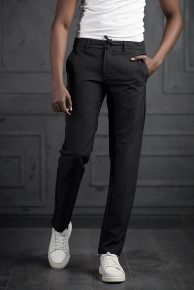 Beli Lastikli Ve İplikli Likralı Slimfit Yazlık Kumaş Jogger Pantolon - 6