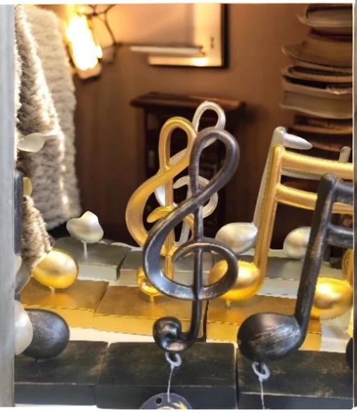 10cm-20cmlik ebatlarda kırılmaz polyester SARI RENK,nota desenli biblo - Resim 5