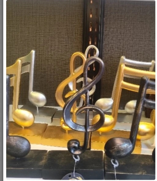 BEYAZ RENK kırılmaz polyester,nota desenli biblo - Resim 7