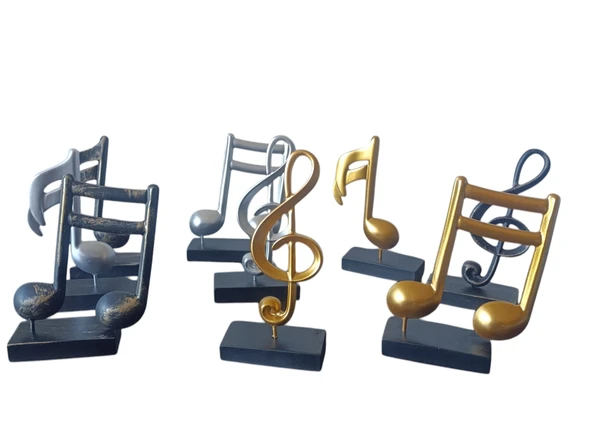 10cm-20cmlik ebatlarda kırılmaz polyester SARI RENK,nota desenli biblo - Resim 3