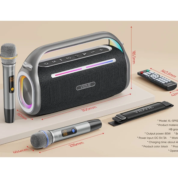 Xl-SP921 Bluetooth Hoparlör | 80W Güçlü Ses | 2 Mikrofonlu & Şarjlı Taşınabilir Ses Sistemi - 4