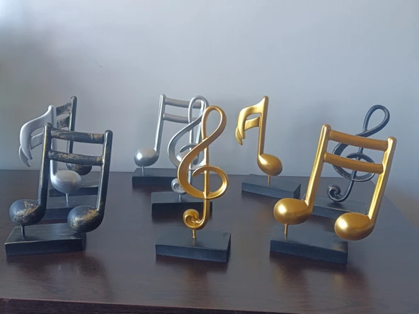 BEYAZ RENK kırılmaz polyester,nota desenli biblo - Resim 5