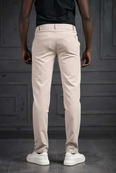 Beli Lastikli Ve İplikli Likralı Slimfit Yazlık Kumaş Jogger Pantolon - 4