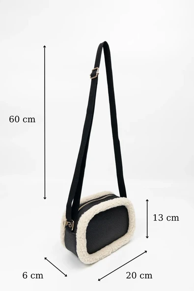 Deri Çapraz Askılı Mini Peluş Omuz Çantası - Resim 2