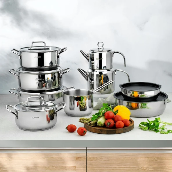Schafer Grande Mia Çelik Tencere Seti Çeyiz Seti - Resim 2