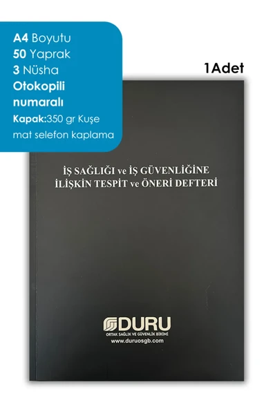 DURU OSGB İş Sağlığı ve Güvenliği Defteri Otokopili