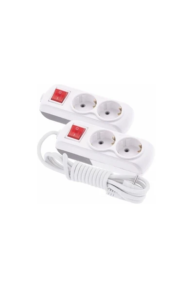 F293E 2'li Anahtarlı Grup Priz - 10 Metre Uzunluk ile Güvenli ve Pratik Elektrik Kullanımı
