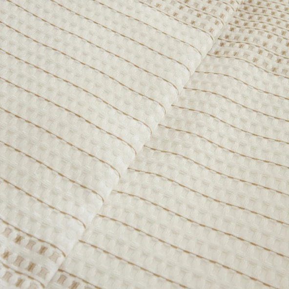 Karaca Home White Coll Rise %100 Pamuk Keten Çift Kişilik Pike Takımı Bej - 6