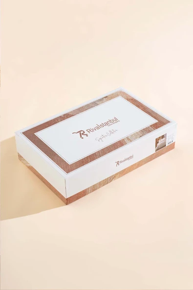 Rivaİstanbul Florita Cappuccino Çift Kişilik Nakışlı Nevresim Takımı & Çeyiz Seti %100 Pamuklu - Resim 7