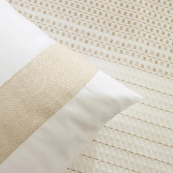 Karaca Home White Coll Rise %100 Pamuk Keten Çift Kişilik Pike Takımı Bej - 7