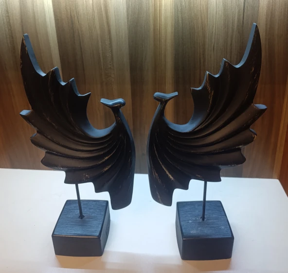 kırılmaz SİYAH RENK 2 li tavus kuşu biblosu - Resim 7