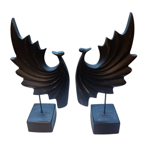 kırılmaz SİYAH RENK 2 li tavus kuşu biblosu - Resim 3