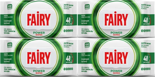 Fairy Yüzey Temizlik Havlusu 100 Yaprak Aktif Oksijen - Beyaz Sirke - Karbonat (4 Lü Set) 400 Yaprak