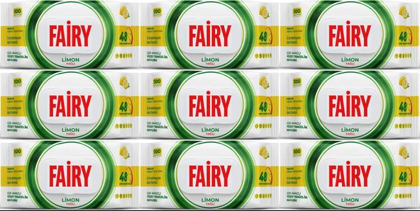 Fairy Yüzey Temizlik Havlusu 100 Yaprak Limon Yağlı - Beyaz Sirke - Karbonat (9 Lu Set) 900 Yaprak