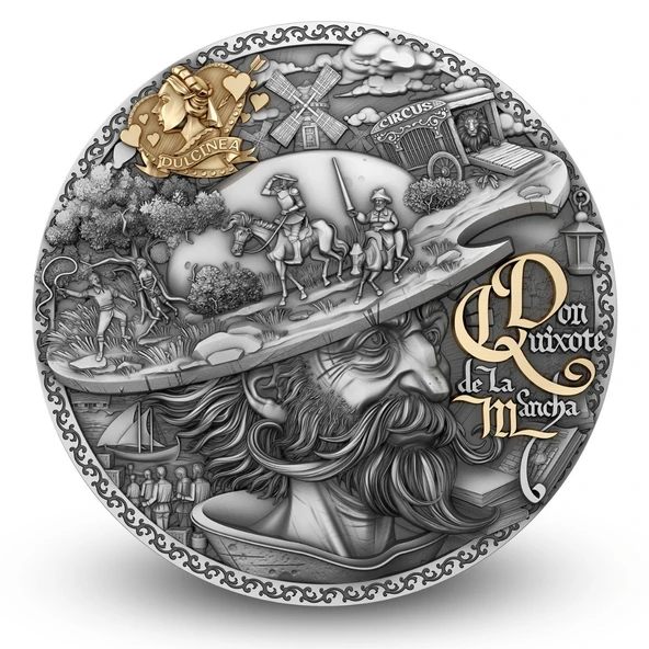 AgaKulche Don Kişot Altın Kaplama Gümüş Sikke Coin