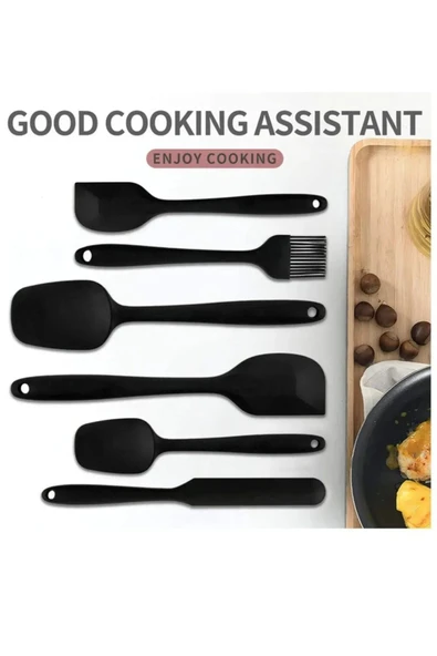 Lumisa Home 6lı Takım Yanmaz Yapışmaz Mutfak Pasta Slikon Yumurta Fırçası Kaşık Bıçak Spatula Seti - 2