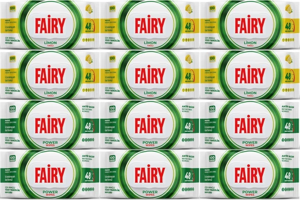 Fairy Yüzey Temizlik Havlusu 100 Yaprak Limon Yağlı & Aktif Oksijen (12 Li Set) 1200 Yaprak Karma