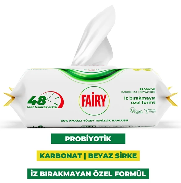 Fairy Yüzey Temizlik Havlusu 100 Yaprak Limon Yağlı & Aktif Oksijen (4 Lü Set) 400 Yaprak Karma - 6