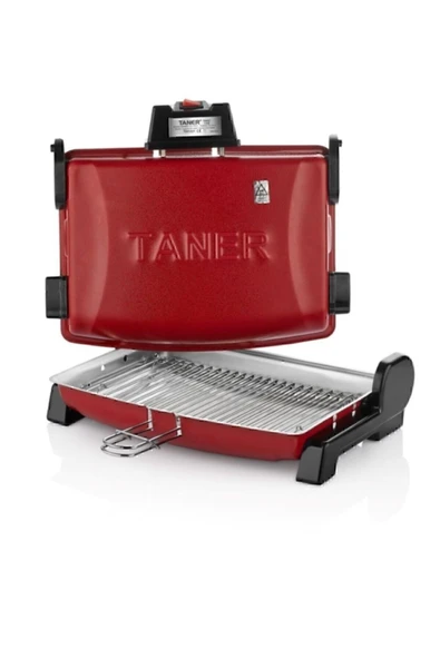TANER Kebapçı Elektrikli Izgara Mangal Barbekü Çift Telli Büyük Boy Kırmızı
