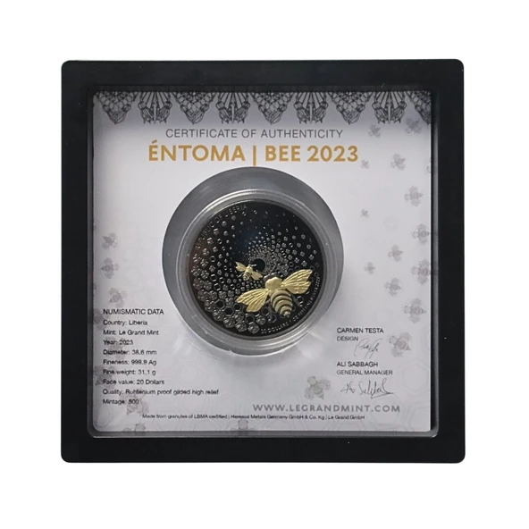 AgaKulche Parlak Arı 2023 Altın Kaplama Gümüş Sikke Coin - 4