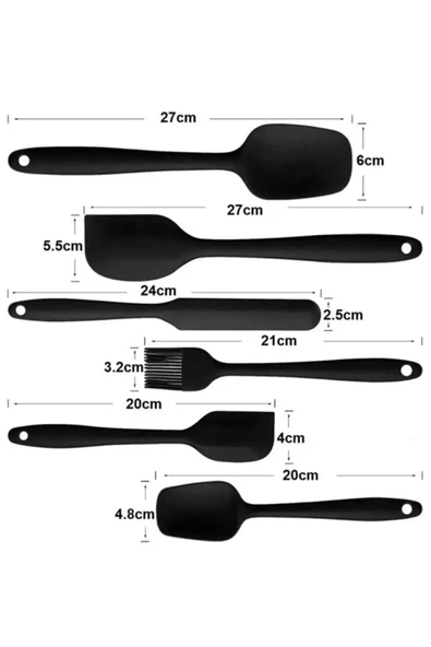 Lumisa Home 6 Adet Isıya Dayanıklı Yanmaz Yapışmaz Silikon Spatula Seti Mutfak Pasta Slikon Yumurta Fırçası - 3