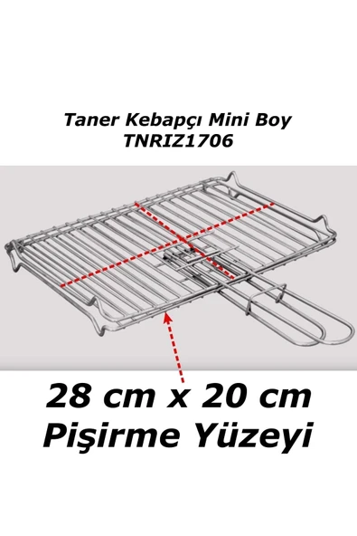 TANER Kebapçı Elektrikli Izgara Mangal Barbekü Çift Telli Mini Boy Kırmızı - 2
