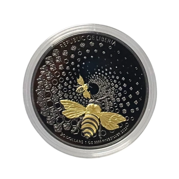 AgaKulche Parlak Arı 2023 Altın Kaplama Gümüş Sikke Coin - 2