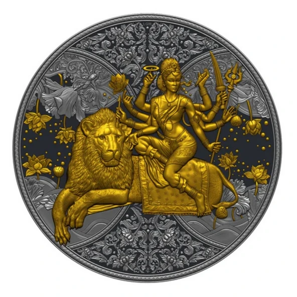 AgaKulche Durga Rutenyum 2023 Altın Kaplama Gümüş Sikke Coin - 3