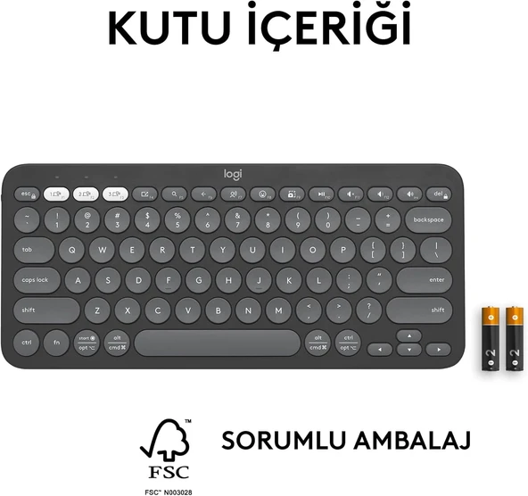 Logitech Pebble Keys 2 K380S 920-011861 Pembe TKL Q Kablosuz Klavye