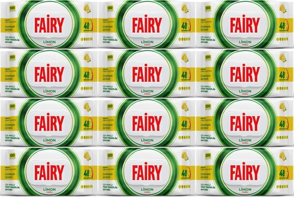 Fairy Yüzey Temizlik Havlusu 100 Yaprak Limon Yağlı - Beyaz Sirke - Karbonat (12 Li Set) 1200 Yaprak