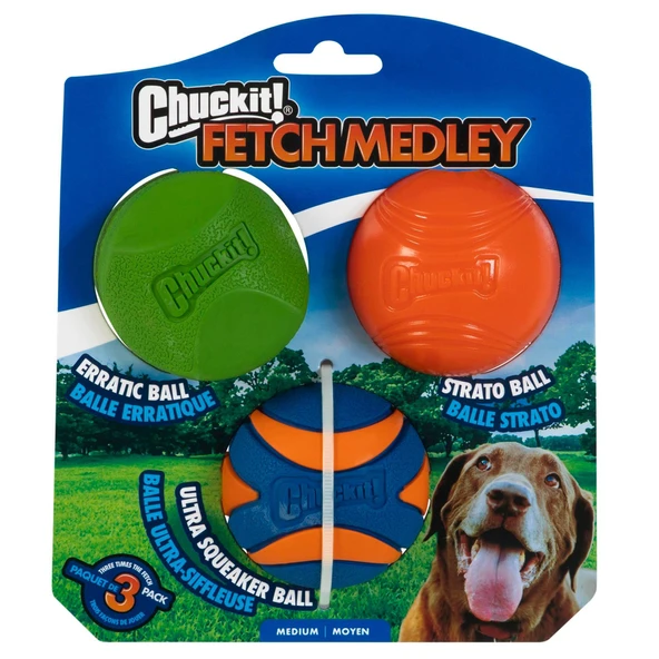 Chucklit! Fetch Medley ( Gen 2 ) 3 Lü Köpek Oyun Topu ( Orta Boy )