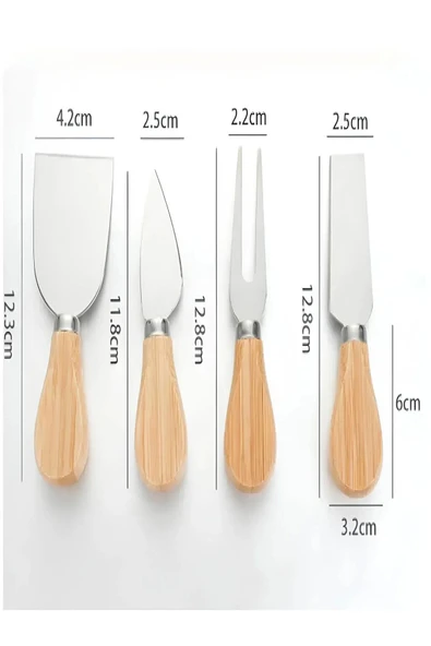 Lumisa Home Ahşap Bambu Saplı Çelik 4’ lü Çatal Bıçak Spatula Seti - 2