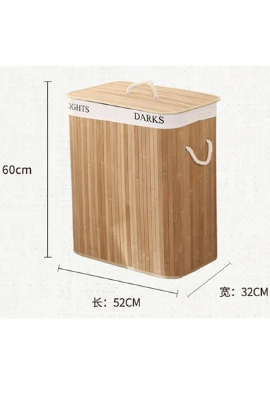 Lumisa Home Bambu 2'li Kirli Çamaşır Sepeti 50x60x30 - 3