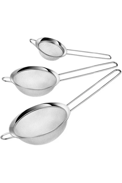 Lumisa Home SK-7161 3lü Paslanmaz Çelik Çay Süzgeci 3 Boy Süzgeç Çelik 3 Boy Çay Süzgeçi 3lü Süzgeç - 2