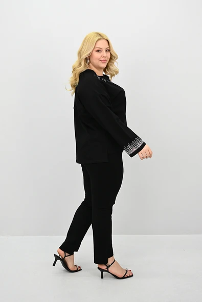 Kadın Büyük Beden Taş Baskı Detaylı Yüksek Bel Eşofman Takımı 8175-25 - 6