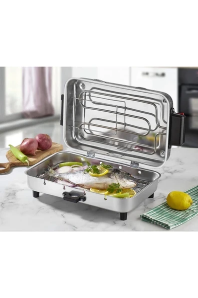 TANER Mega Boy Elektrikli Izgara Mangal Barbekü 38*24 Cm - 1100 W Tnrız1702 - 2