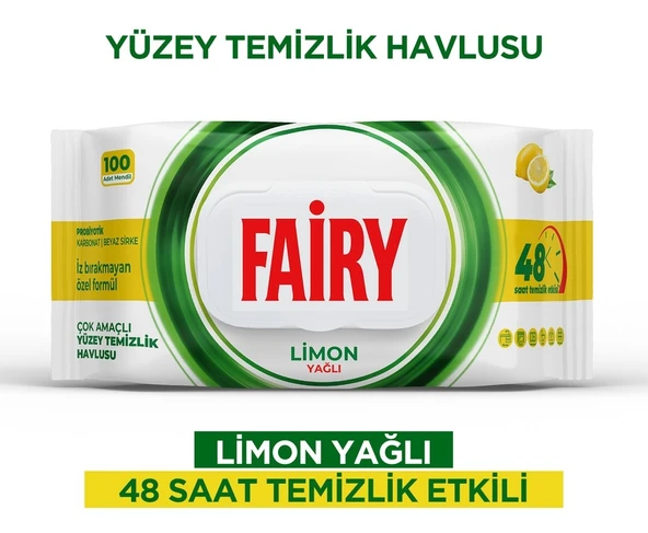 Fairy Yüzey Temizlik Havlusu 100 Yaprak Limon Yağlı & Aktif Oksijen (4 Lü Set) 400 Yaprak Karma - 5