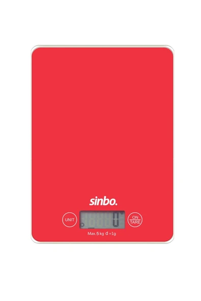 Sinbo Sks-4519 Dijital Hassas Led Göstergeli Cam Gövde Kırmız Mutfak Tartısı - 3