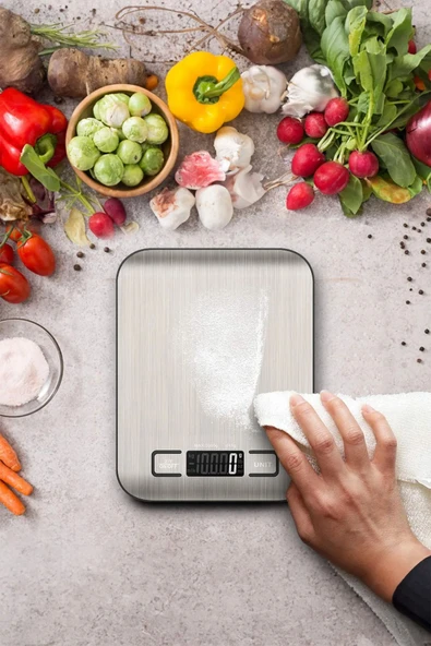 Lumisa Home Platin Mutfak Terazisİ Paslanmaz Çelik Yüzeyli Hassas Mutfak Tartısı Lcd Ekranlı 5 Kg Pil Hediyeli - 4