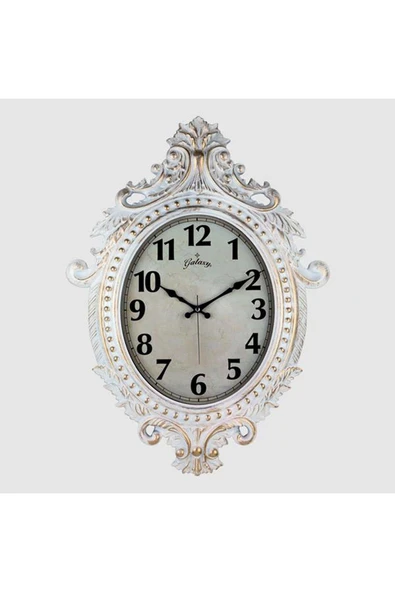731-ba Duvar Saati Gri Çerçeve Çap:73cm X 54cm Vintage Taçlı Eksitme Dekoratif A