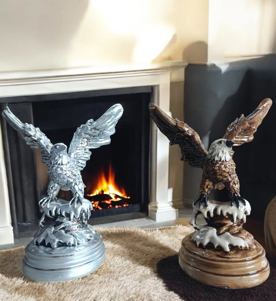 kırılmaz polyester,beyaz renk kartal biblo - Resim 2