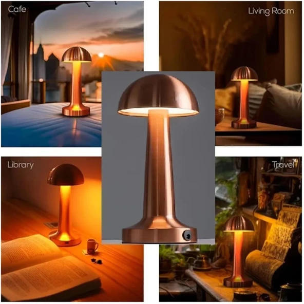 Cata CT-8430 Lizbon Şarjlı Masa Lambası Rose Gold Dokunmatik Dimmerli 3 Renk Modlu LED Işık - 3