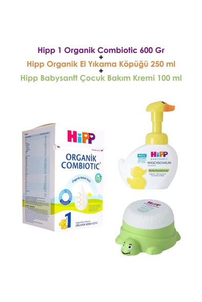 1 Organik Combiotic 600 Gr (Hipp El Yıkama Köpüğü 250 ml + Çocuk Bakım Kremi 100 ml) ürün görseli