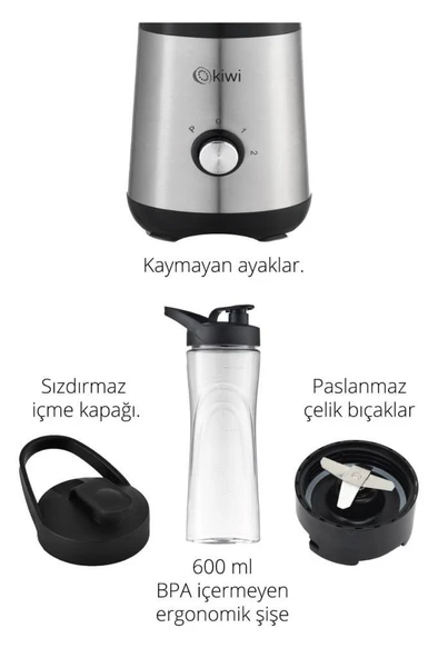 Kiwi KSB-2240 Standlı Paslanmaz Çelik Sporcu Blender - 3