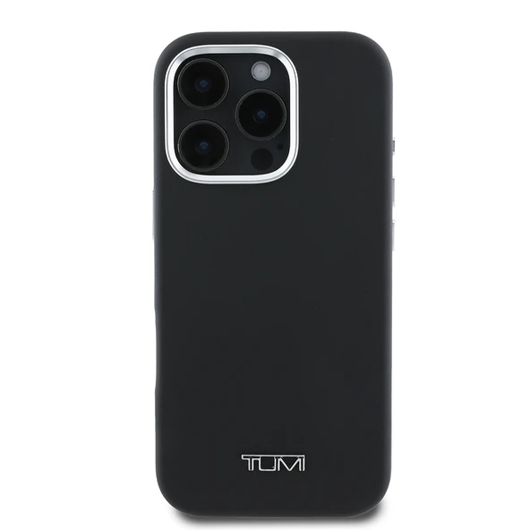 TUMI iPhone 16 Pro Max Kılıf TUMI Orjinal Lisanslı M-safe Şarj Özellikli Metal Yazı Logolu PU Deri Kapak - Resim 2